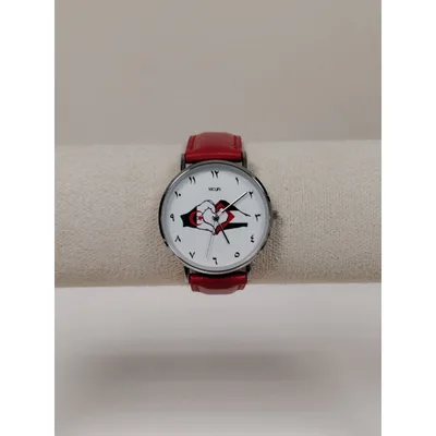 Montre "Algérie ❤️ Gaza" – Cadran Chiffres Arabes | Bracelet Simili Cuir Rouge