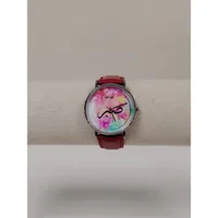 Montre "Sabr – صبر" – Cadran Aquarelle Tie & Dye | Bracelet Cuir Rouge | Moon Paris