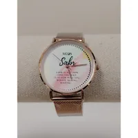 Montre "Sabr is not how long you wait…" – Cadran Aquarelle Pastel | Bracelet Maille Milanaise Or Rose | Moon Paris