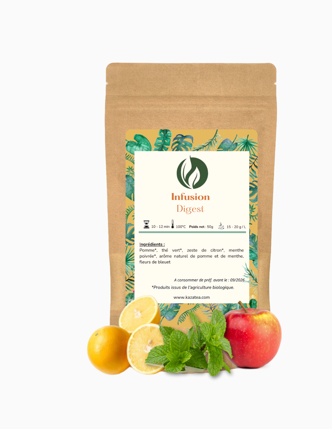 Infusion Digest - Thé vert - Pomme - Menthe poivrée- 50g