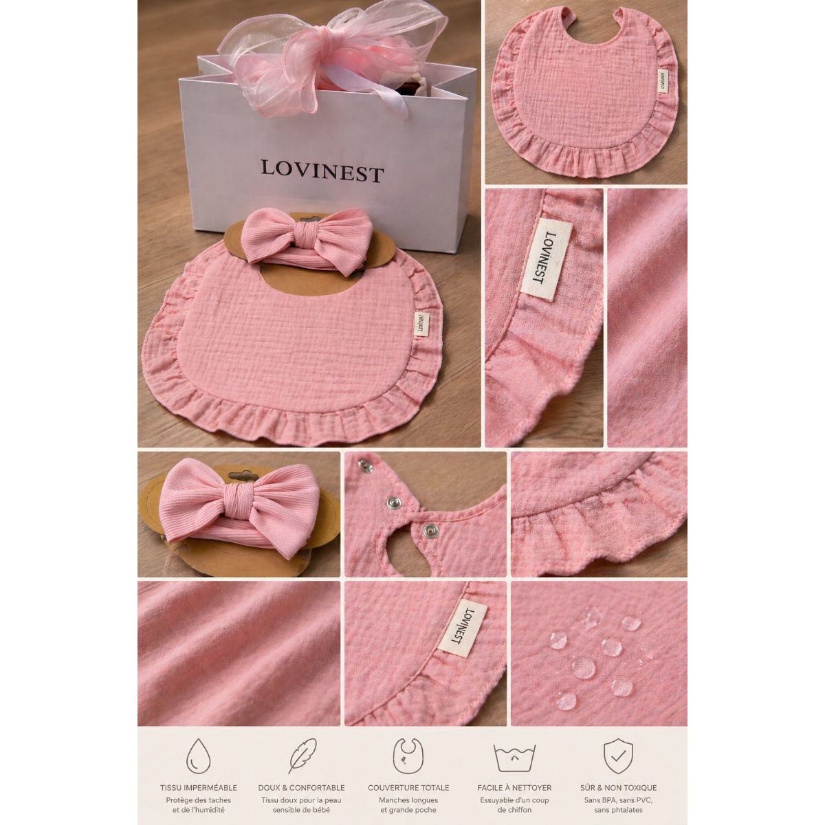 Bavoirs avec bandeau assorti lovinest 3