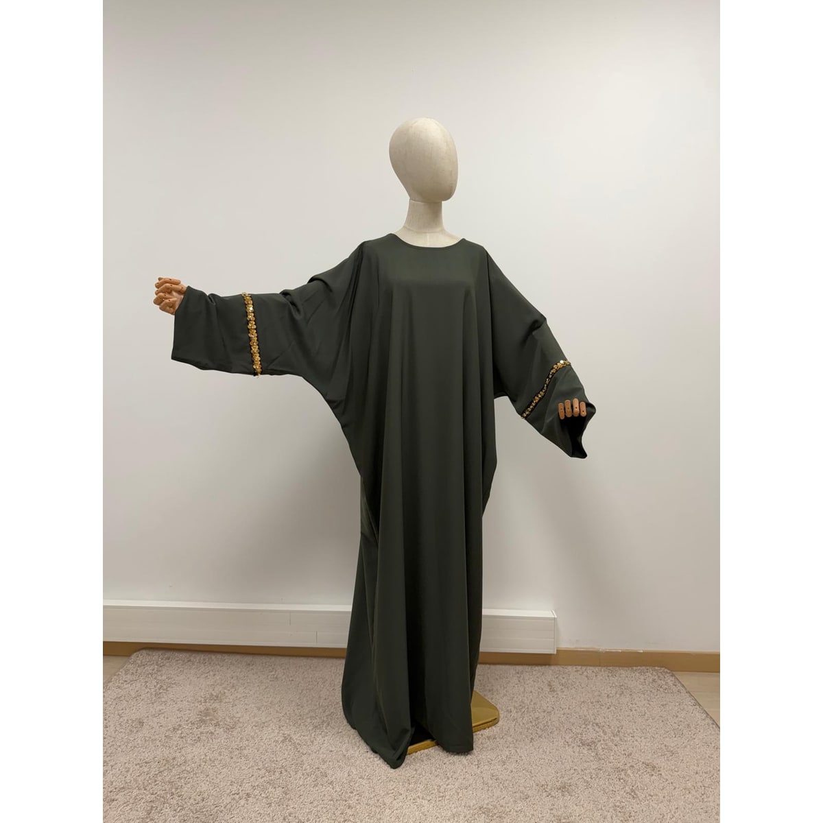 Khaki Green Long Abaya One Size - Modest Elegant Dress