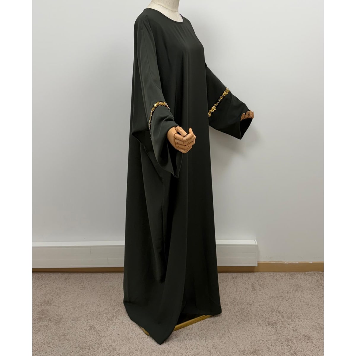 Khaki Green Long Abaya One Size - Modest Elegant Dress