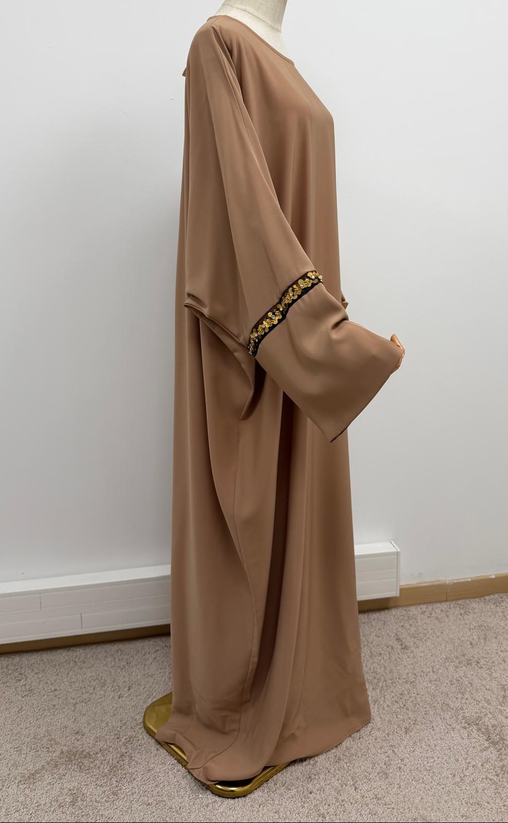 A3abya robe longue taille unique beige 