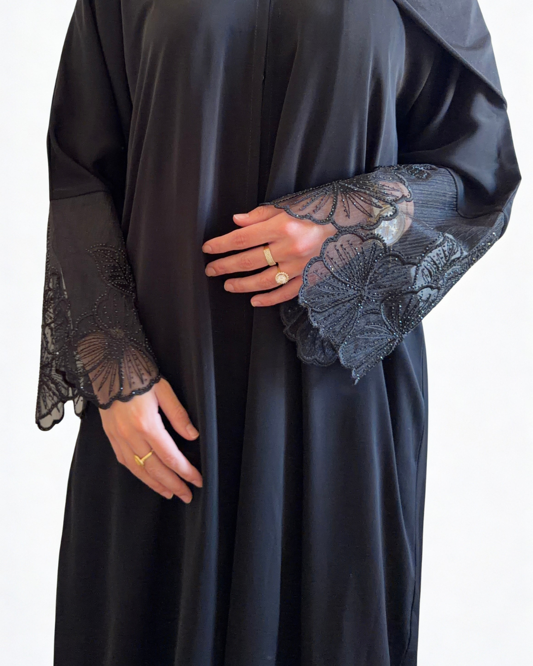 Abaya dentelle noir - Création Dubaï 2