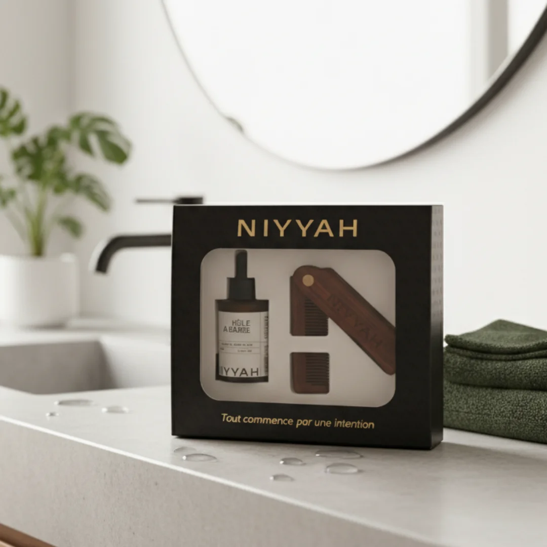 Coffret soin barbe : huile à barbe + peigne offert