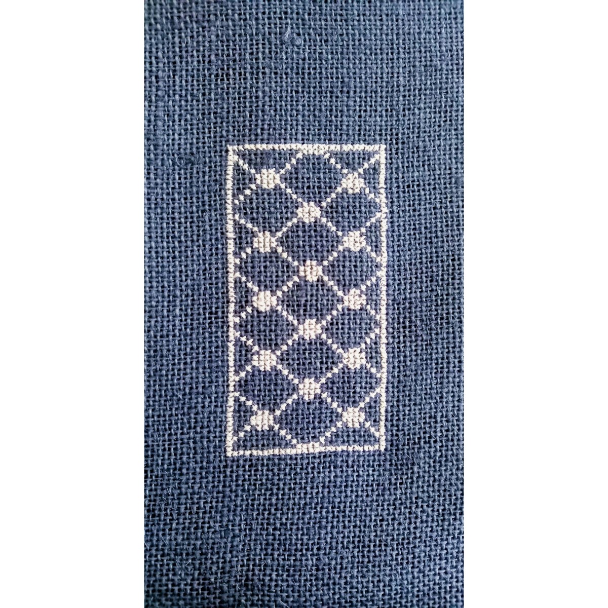Protège Coran en toile de jute bleu marine et motif kaffieh