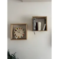 Horloge en bois phosphorescente avec tissu wax