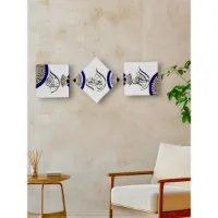Tableaux x3 calligraphie sur pochoir - tissu wax 2
