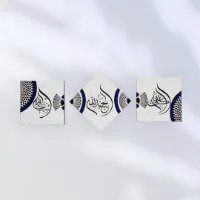 Tableaux x3 calligraphie sur pochoir - tissu wax