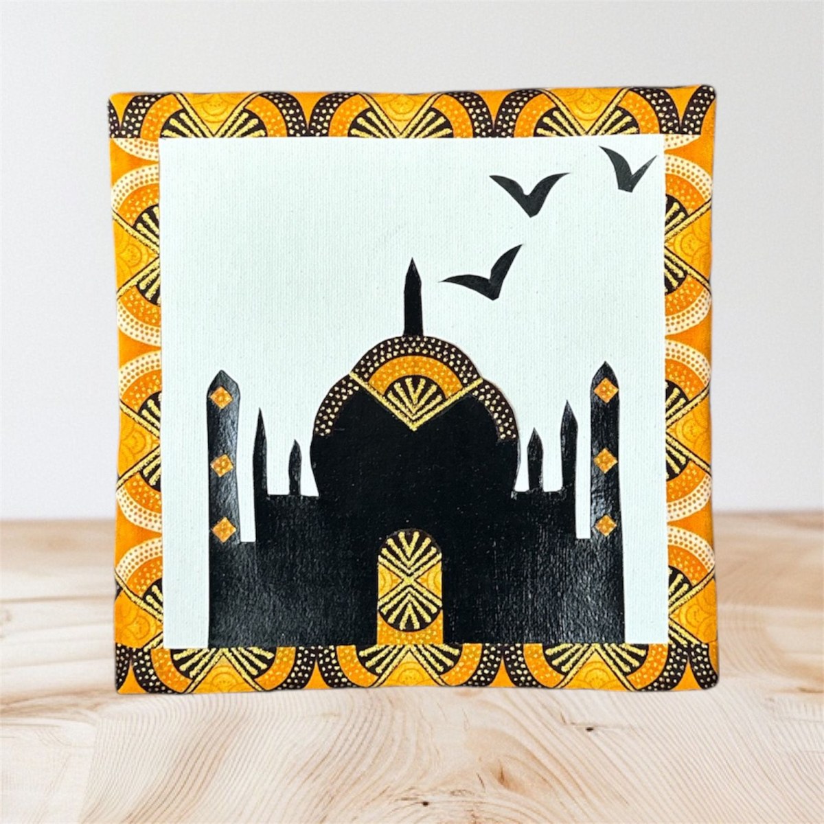 Tableau décoratif sur toile - Mosquée dorée - tissu wax