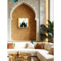 Tableau décoratif sur toile - Mosquée dorée - tissu wax 2