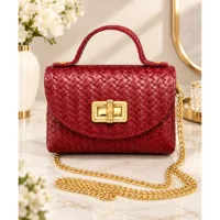 Mini-sac Ginevra en véritable imprimé tressé, fabriqué en Italie 2