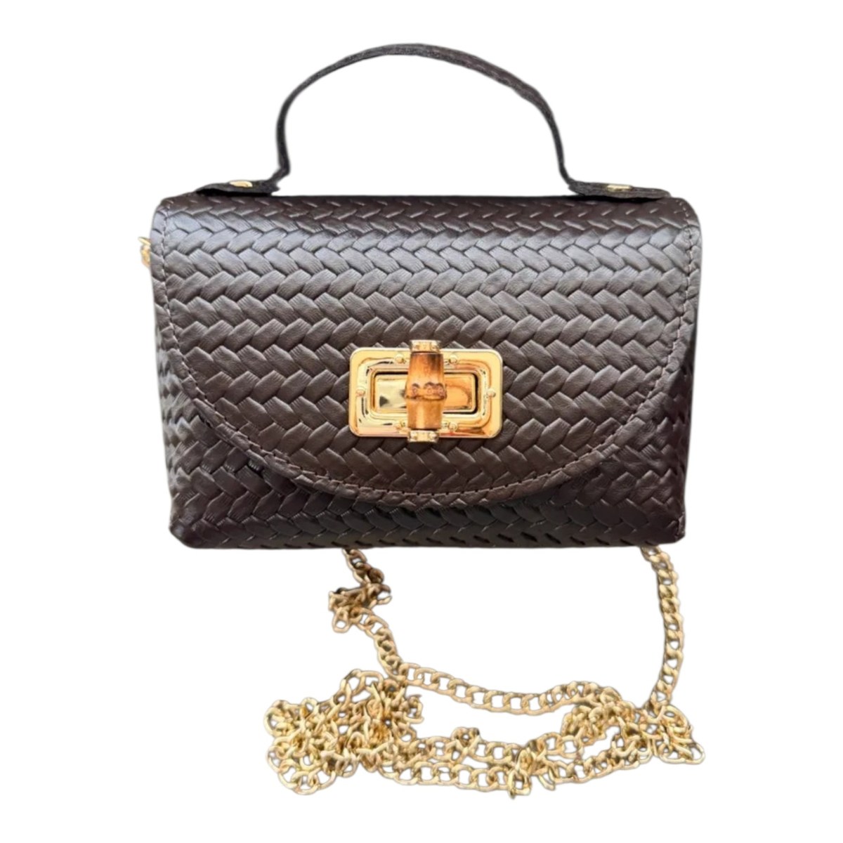 Mini-sac Ginevra en véritable imprimé tressé, fabriqué en Italie