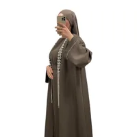 Ensemble Luxury a strass Taupe foncé - Boutique Qalamdress 2