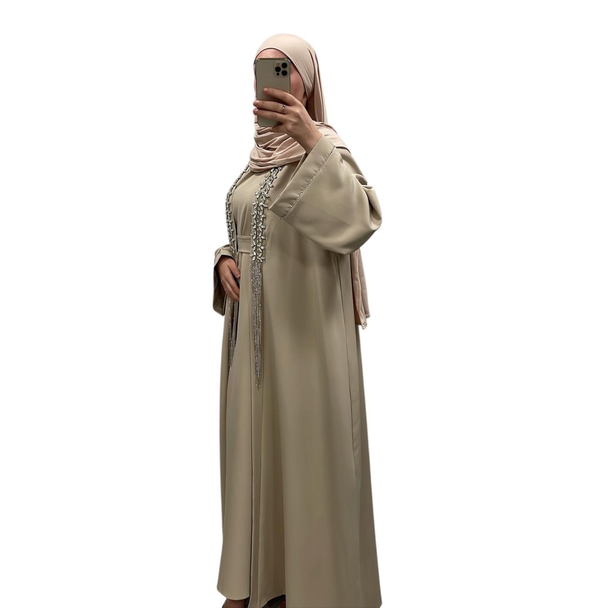 Ensemble Luxury a strass beige - Boutique Qalamdress