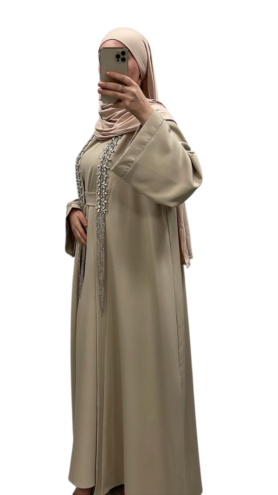 Ensemble Luxury a strass beige - Boutique Qalamdress 3