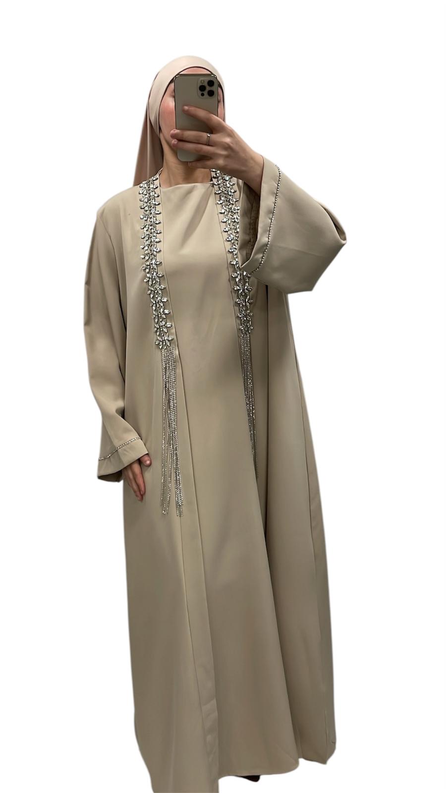 Ensemble Luxury a strass beige - Boutique Qalamdress 4