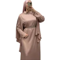 Elégante robe satiné a strass rose - Qalamdress Boutique 1