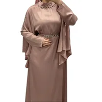 Elégante robe satiné a strass rose - Qalamdress Boutique 3