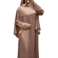 Elégante robe satiné a strass rose - Qalamdress Boutique 5