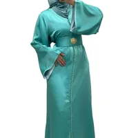  Caftan satiné Turquois - Qalam Dress Boutique 2