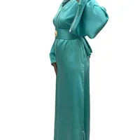  Caftan satiné Turquois - Qalam Dress Boutique 3