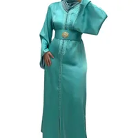  Caftan satiné Turquois - Qalam Dress Boutique 4