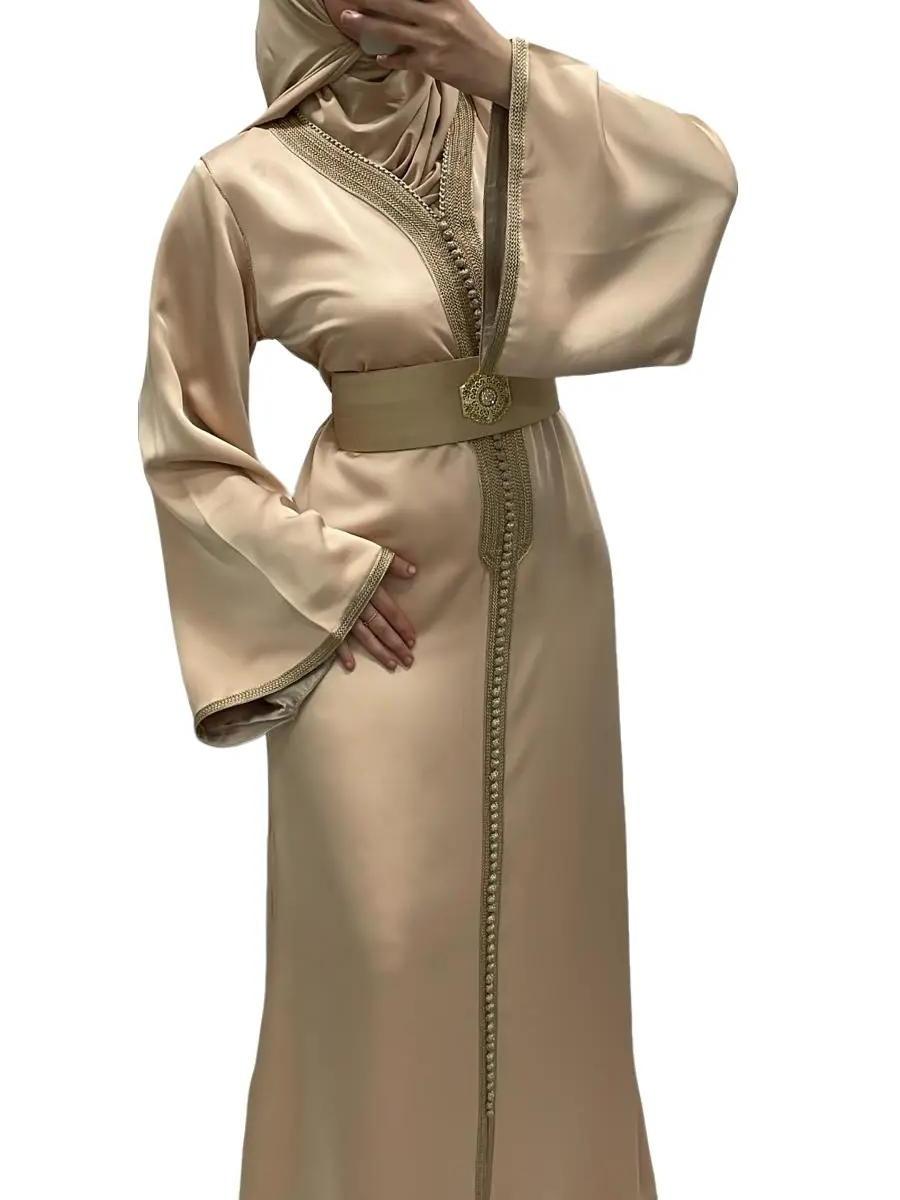 Caftan Satiné Beige - Qalam Dress