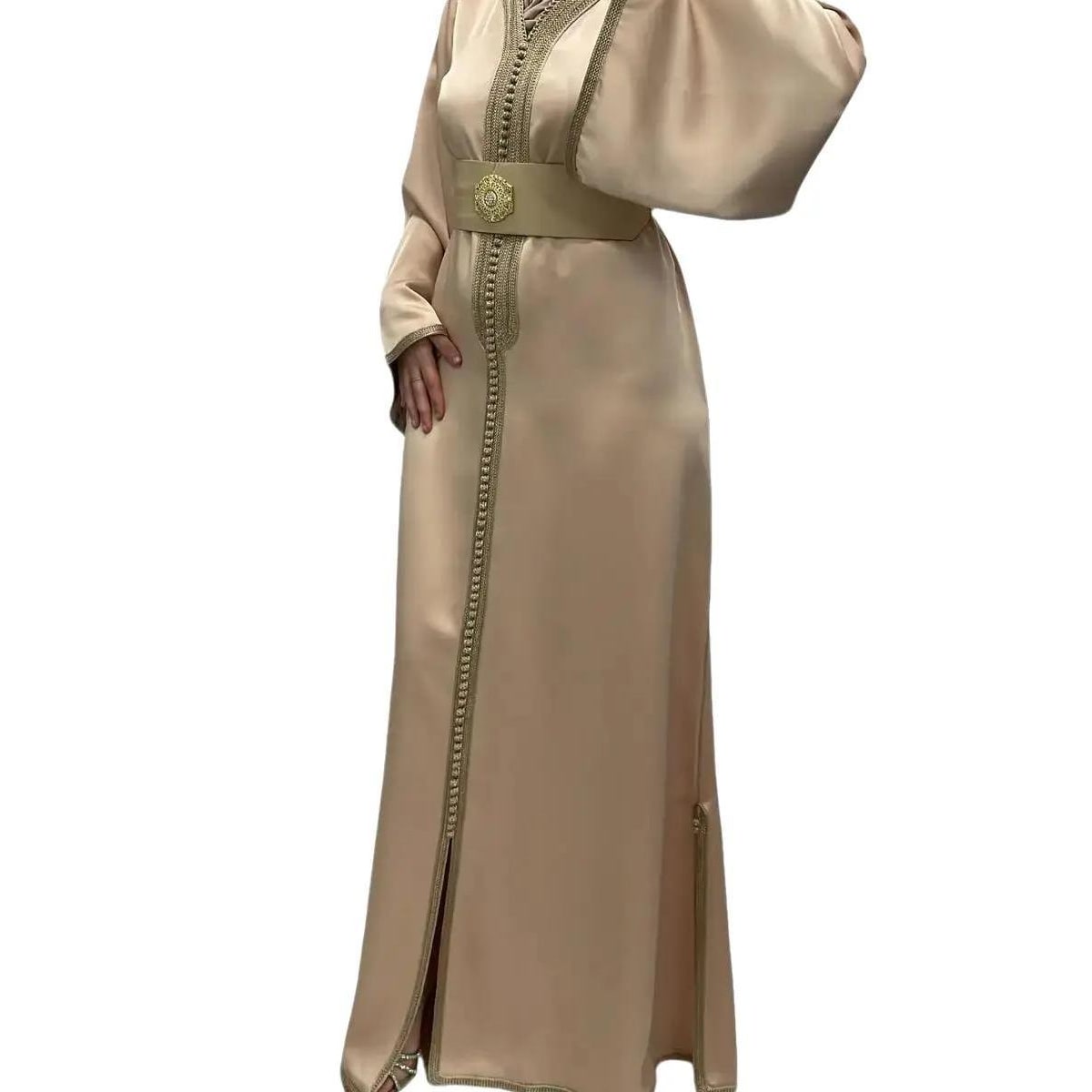 Caftan Satiné Beige - Qalam Dress