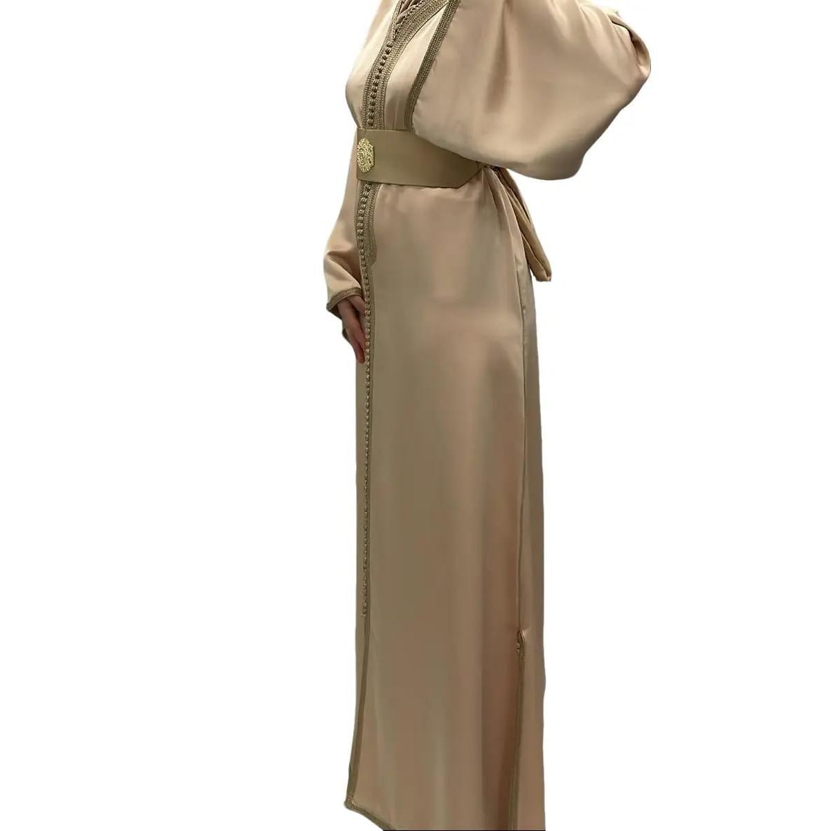 Caftan Satiné Beige - Qalam Dress