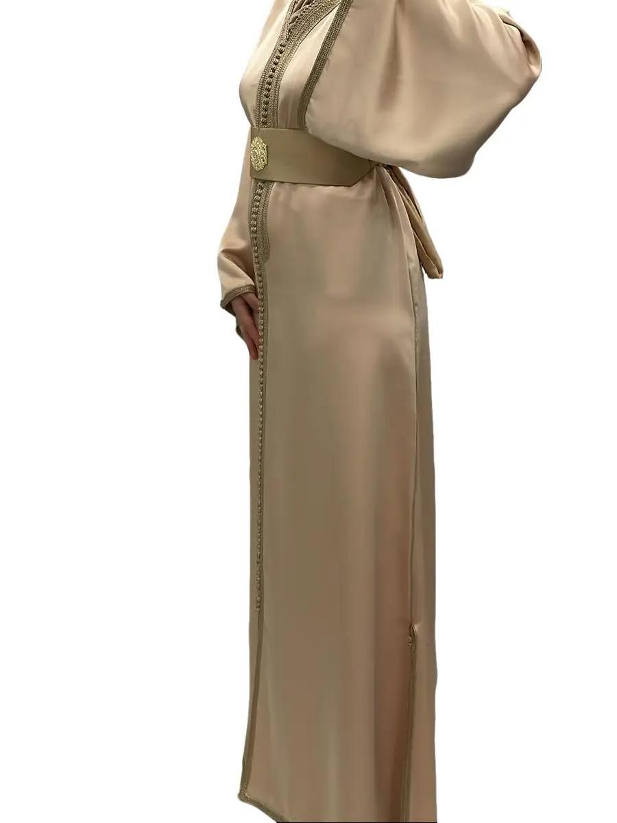 Caftan Satiné Beige - Qalam Dress 3