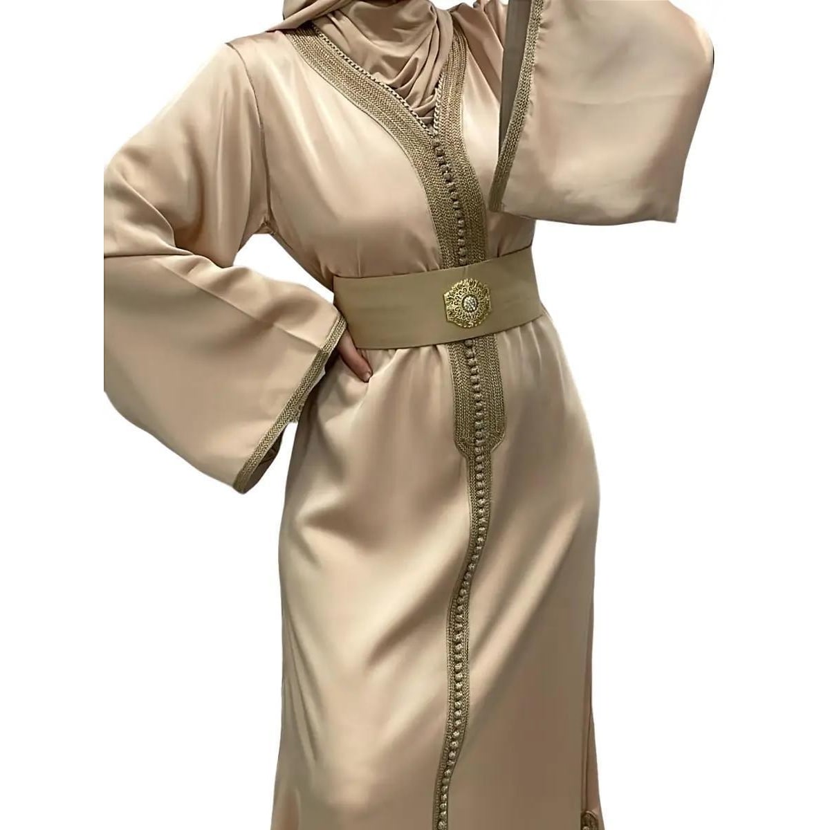 Caftan Satiné Beige - Qalam Dress