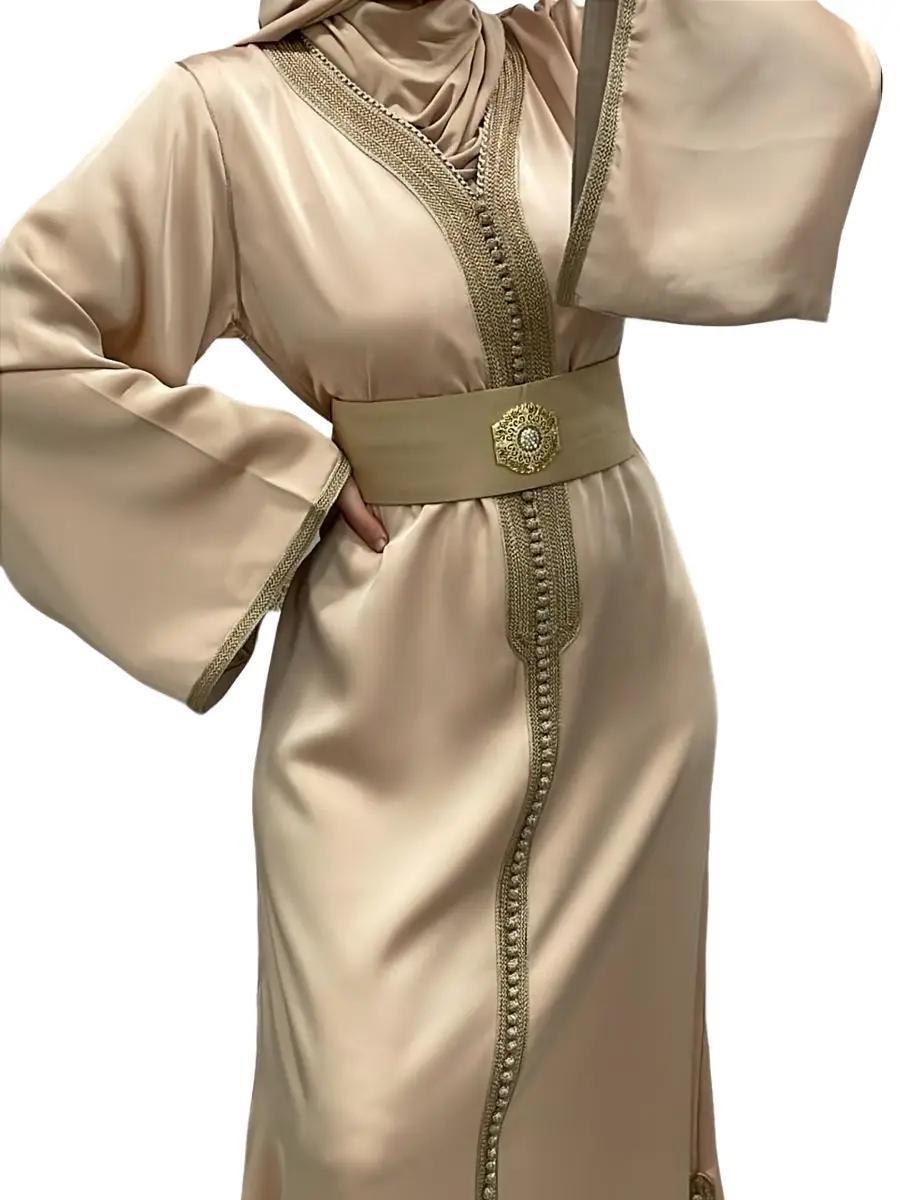 Caftan Satiné Beige - Qalam Dress 4
