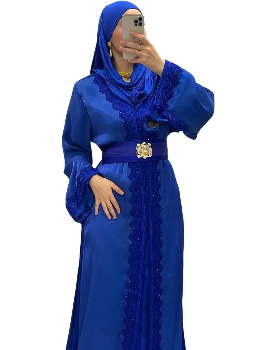 Takchita/Caftan ton sur ton en organza bleu