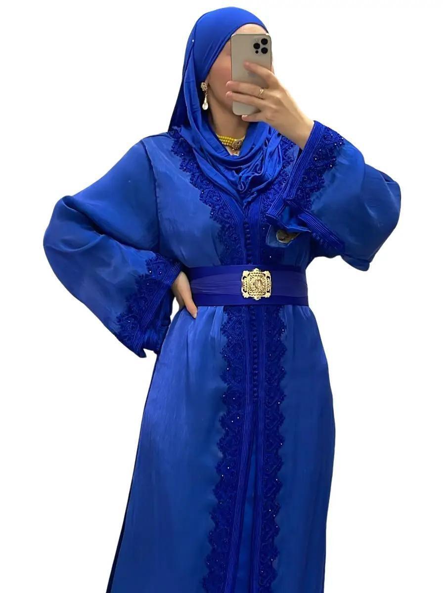 Takchita/Caftan ton sur ton en organza bleu 2