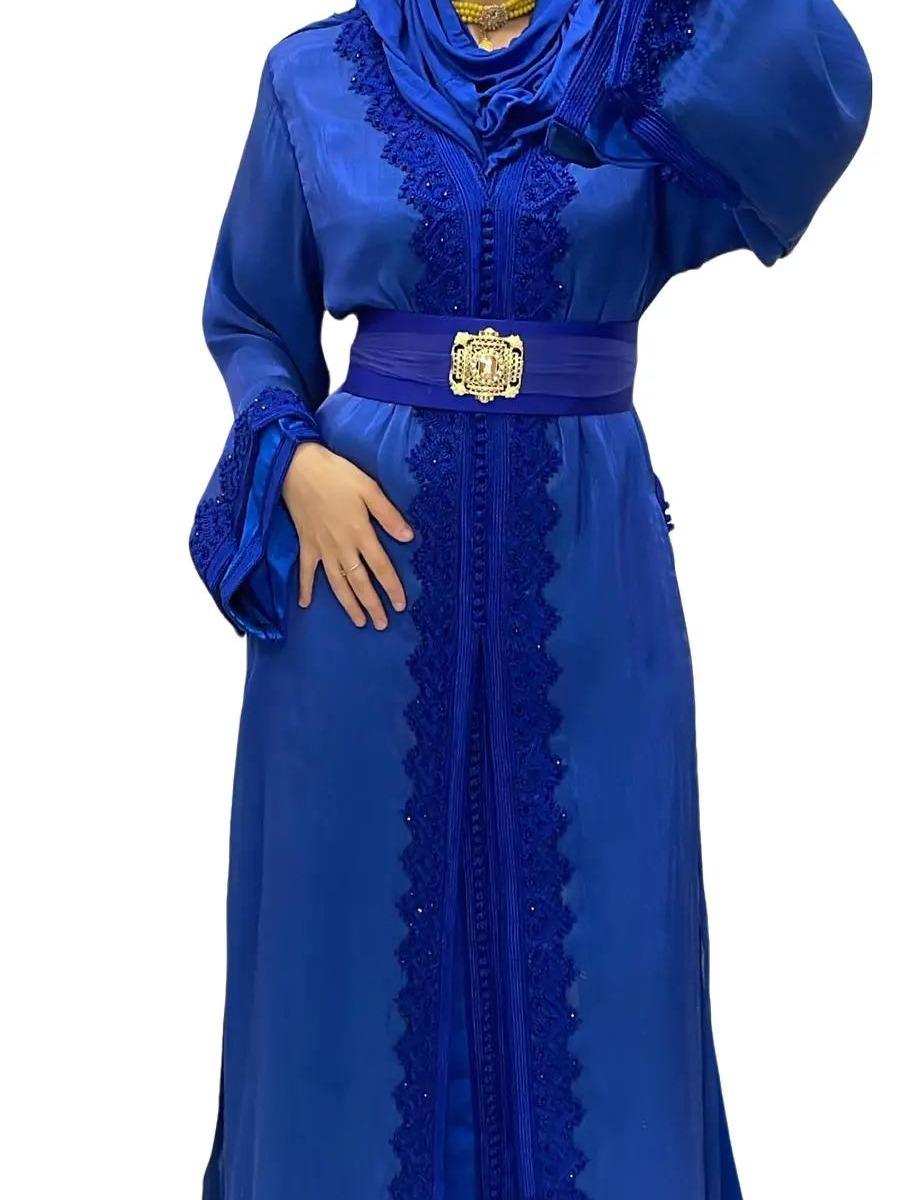 Takchita/Caftan ton sur ton en organza bleu 3