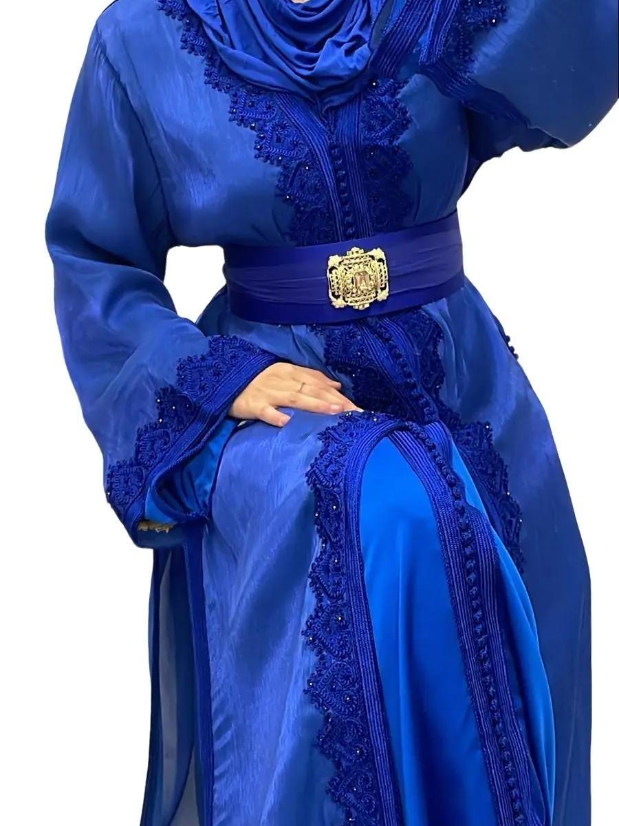 Takchita/Caftan ton sur ton en organza bleu 5