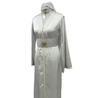 Qalam Dress Caftan Satiné Blanc - Robe Élégante en Satin Léger et Soyeux pour Cérémonies et Fêtes 1