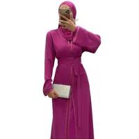 Takchita/ Caftan 2pieces rose indien simple avec ceinture en tissu 4