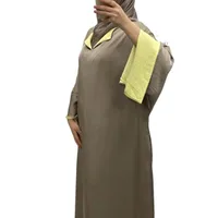 Robe Beige à Manches Revers Jaune – Confort & Élégance 2