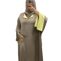 Robe Beige à Manches Revers Jaune – Confort & Élégance 3