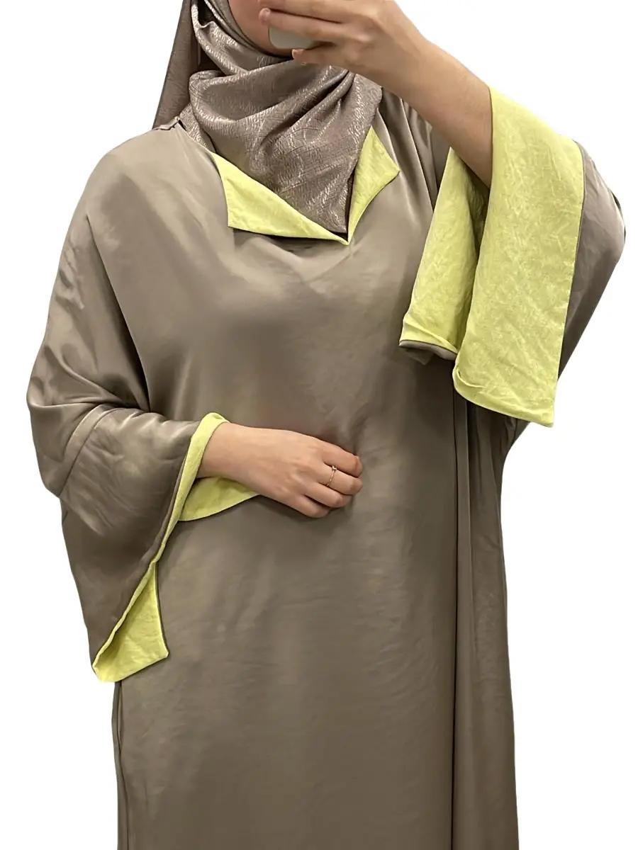 Robe Beige à Manches Revers Jaune – Confort & Élégance 4