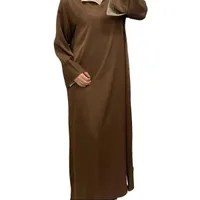 Robe Marron à Manches Revers Beige – Confort & Élégance 2