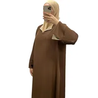 Robe Marron à Manches Revers Beige – Confort & Élégance 3