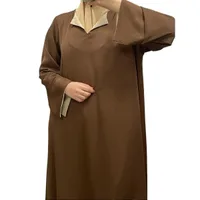 Robe Marron à Manches Revers Beige – Confort & Élégance 4