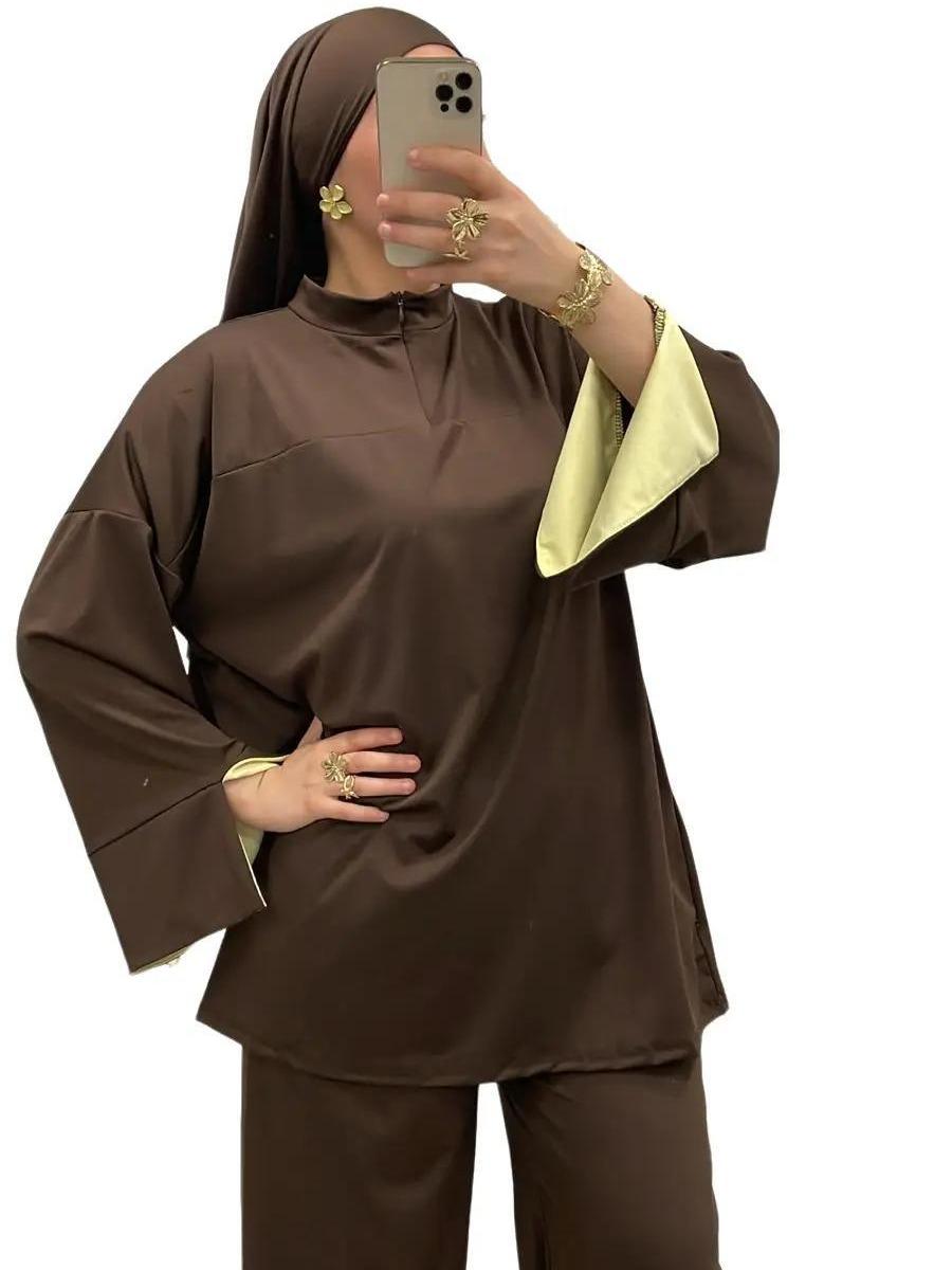 Burkini bi-color col montant zippé – Élégance & confort 3