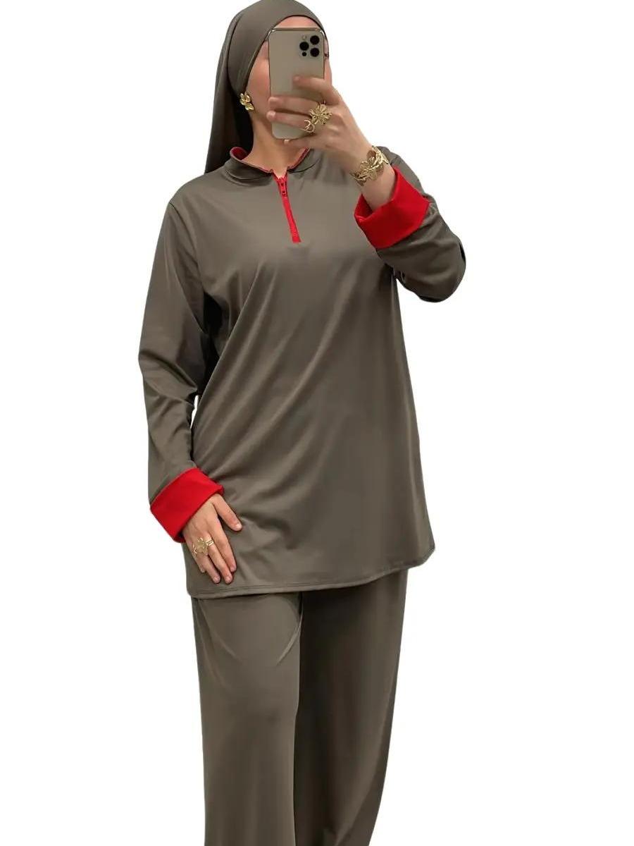 Burkini bi-color col montant zippé – Élégance & confort