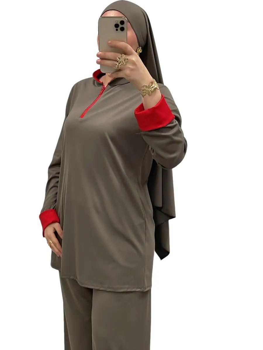 Burkini bi-color col montant zippé – Élégance & confort 2