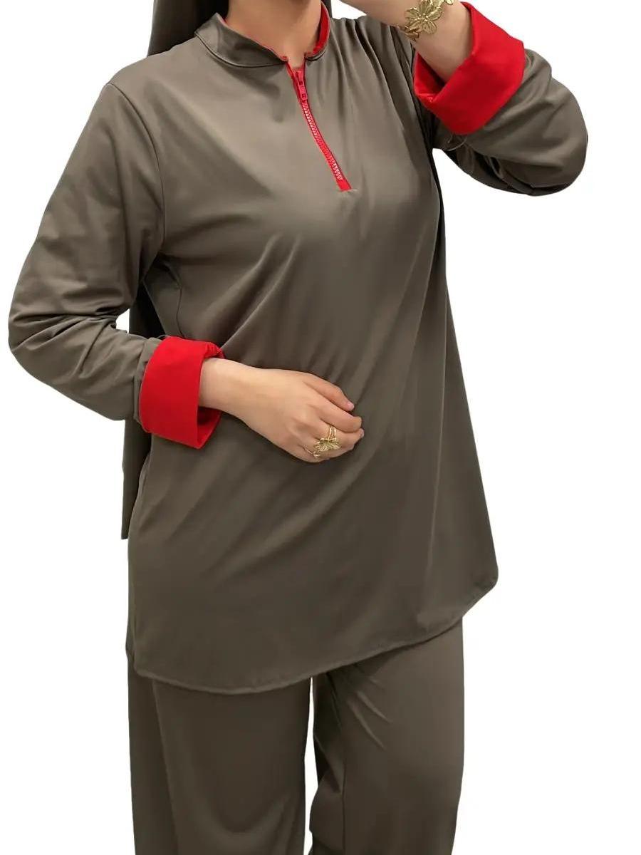 Burkini bi-color col montant zippé – Élégance & confort 3